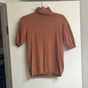 Vigoss Rust Mock Neck Short Sleeve Knit Top Women's XL Extra Large